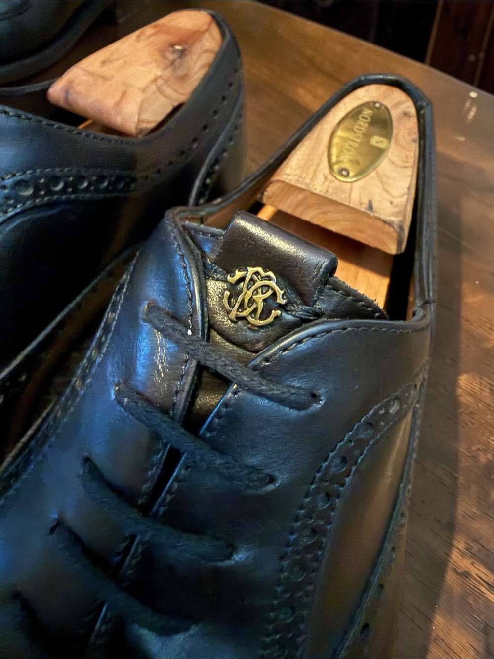 Roberto Cavalli Black Leather Wingtip Oxford Brogue Dress Shoes EU 43 US 10 RC G